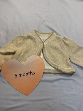 Just One You - Special Occassion - gold thread bolero. Size 6 months